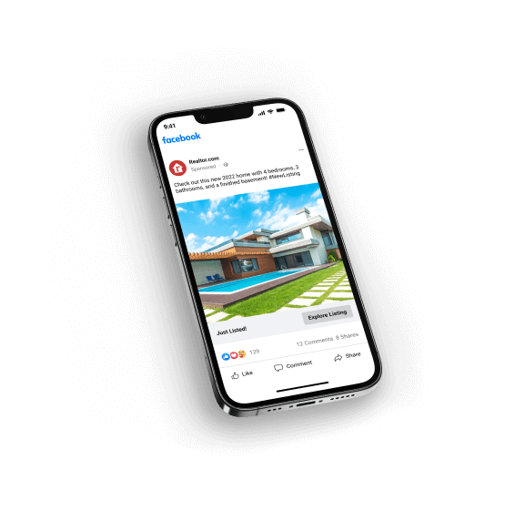 Realtor.com ad on a phone, powered by Evocalize