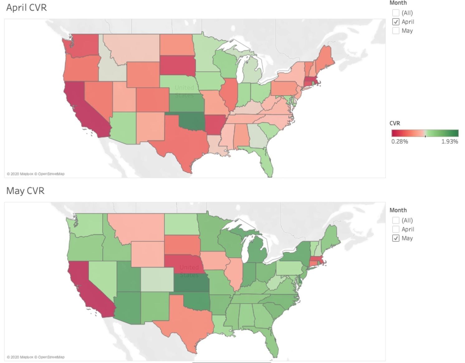 regional look at month-over-month conversion rates