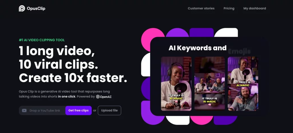 OpusClip home page