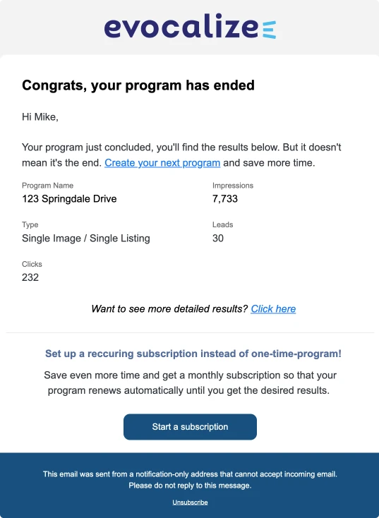 Evocalize event email notification of completed program - Evocalize 2024 Q3 Feature Updates
