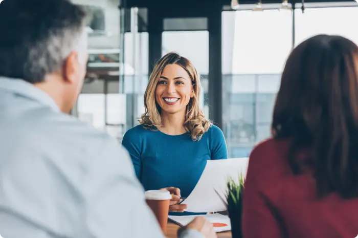 Loan officer meeting with a couple for a consultation