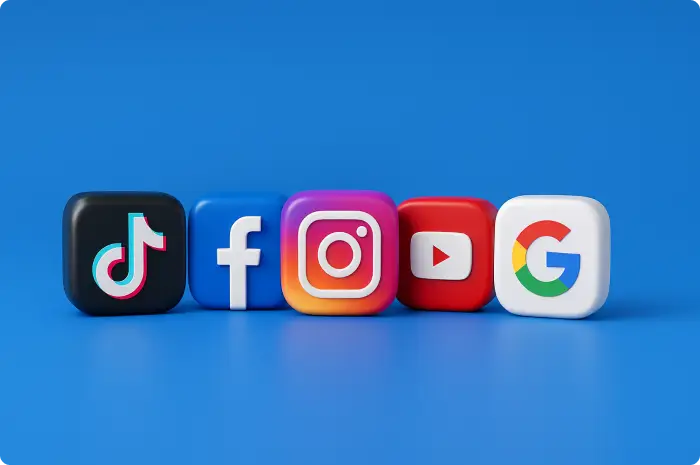 TikTok Facebook Instagram YouTube Google Digital Marketing Icons