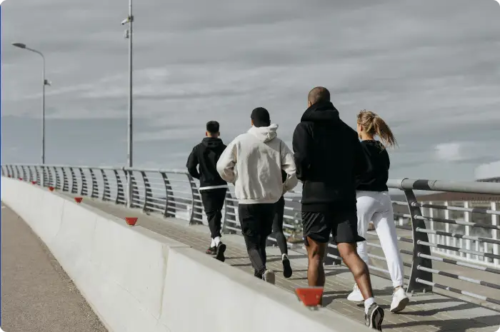 Group of people running