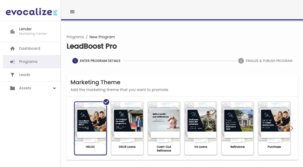 Evocalize mortgage marketing themes