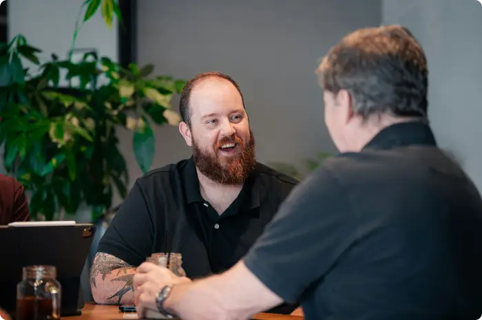 Two men having a conversation 