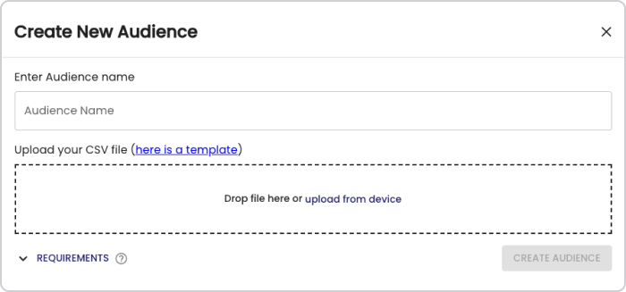 Real estate CRM marketing: Evocalize CSV upload process to create a new audience