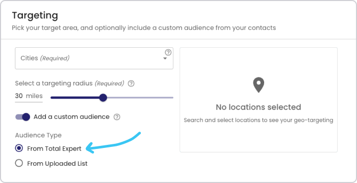 Evocalize: Select an audience from Total Expert