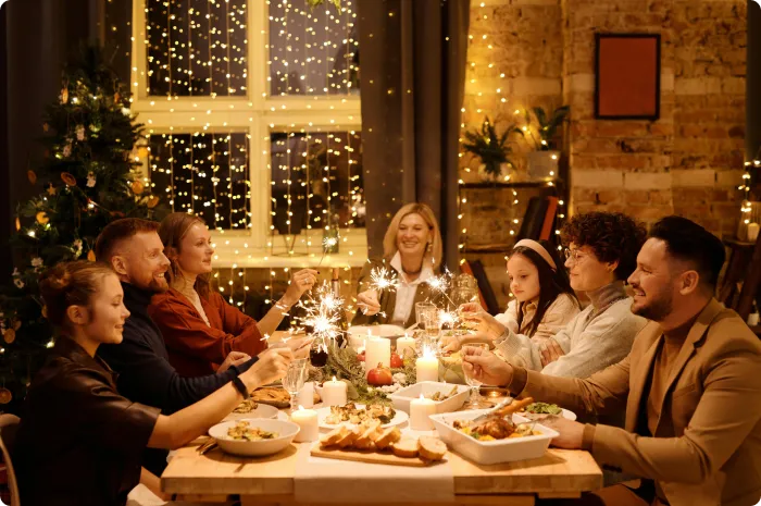 New Years holiday family dinner