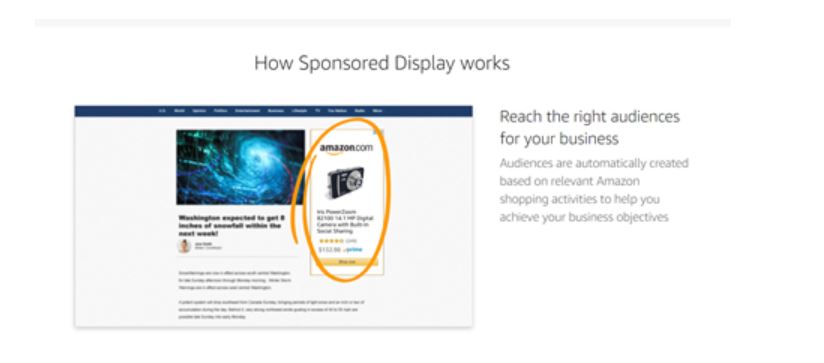 screenshot of example Amazon display ads