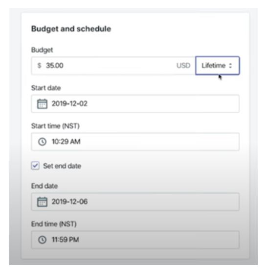 screenshot of budget and schedule