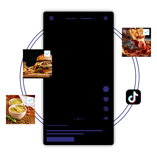 TikTok ads for franchises with pictures of different food menu options.