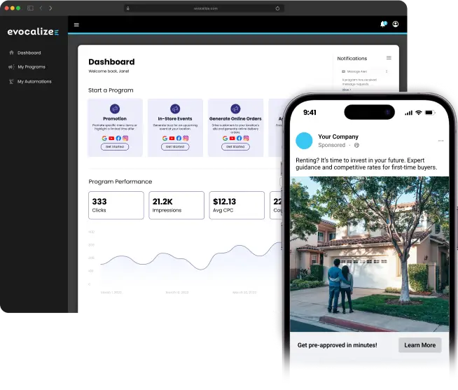 Evocalize platform for digital marketing