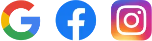 Digital marketing channel logos for Google, Facebook, and Instagram