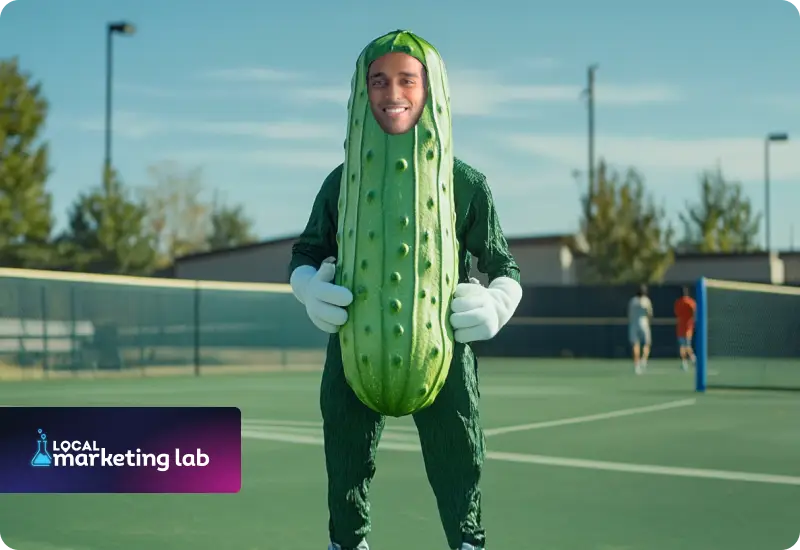 Multi-channel local marketing — Sai Alluri AI image as a pickleball mascot