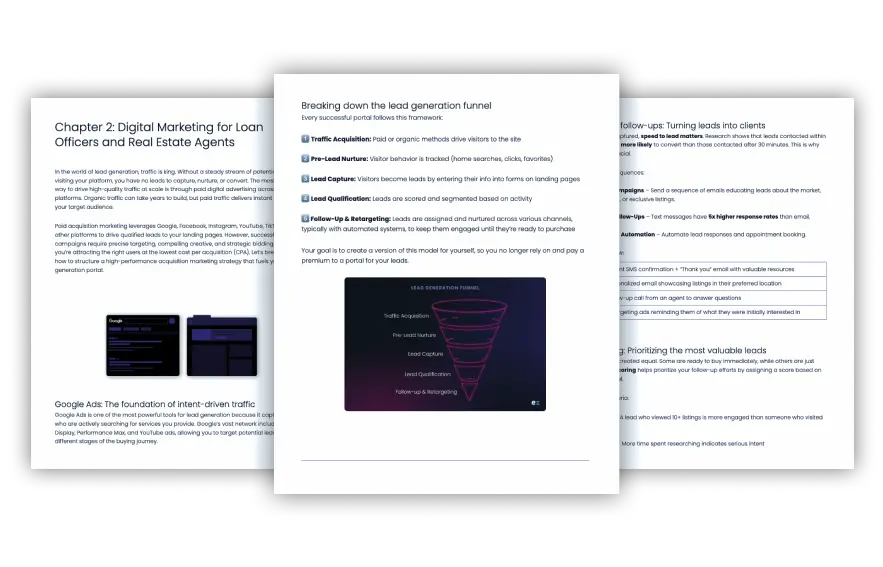 Pages from the ebook generate mortgage leads with your own lead portal