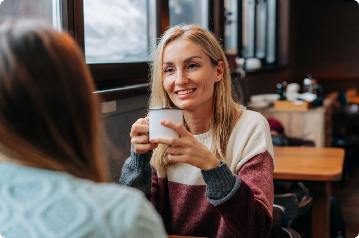 Coffee meeting in winter